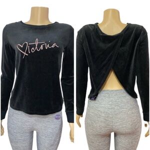 Victoria’s Secret Velvet Embroidered Black Sweatshirt